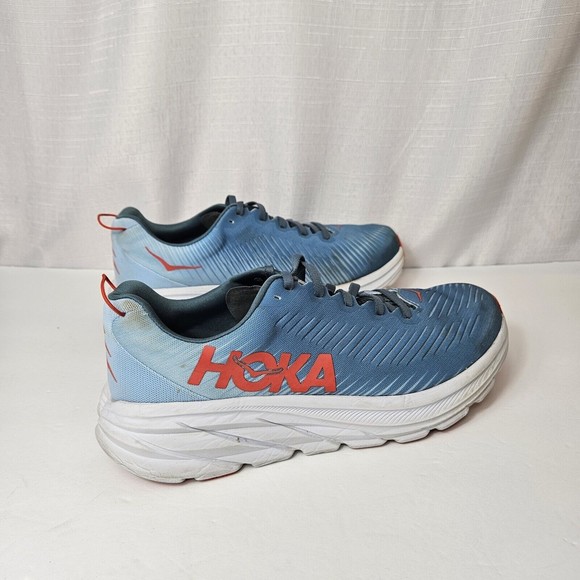 HOKA One One Rincon 3 Trail Shoe Mens 10 D, Blue Orange White Sneaker Walking - Picture 6 of 14